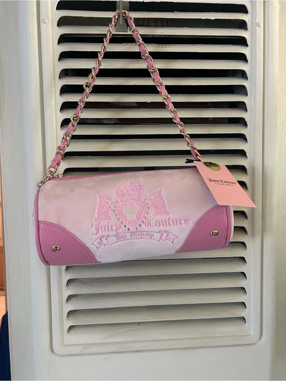 Juicy Couture Light Pink Barrel Mini Shoulder Bag with Rose Trim